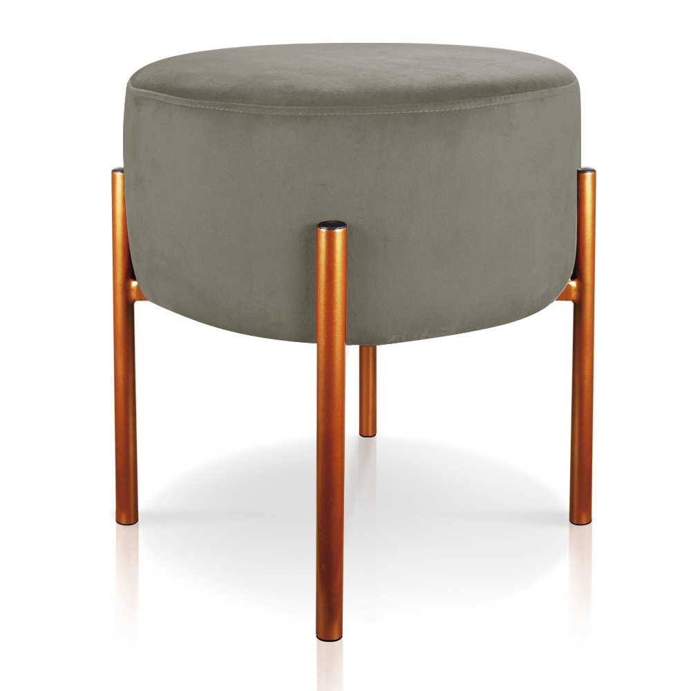 Puff Iron Suede Marrom Rato Base Metálica Cobre - D'Rossi