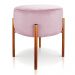 Puff Iron Suede Rosa Bebê Base Metálica Cobre - D'Rossi