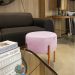 Puff Iron Suede Rosa Bebê Base Metálica Cobre - D'Rossi