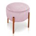 Puff Iron Suede Rosa Bebê Base Metálica Cobre - D'Rossi