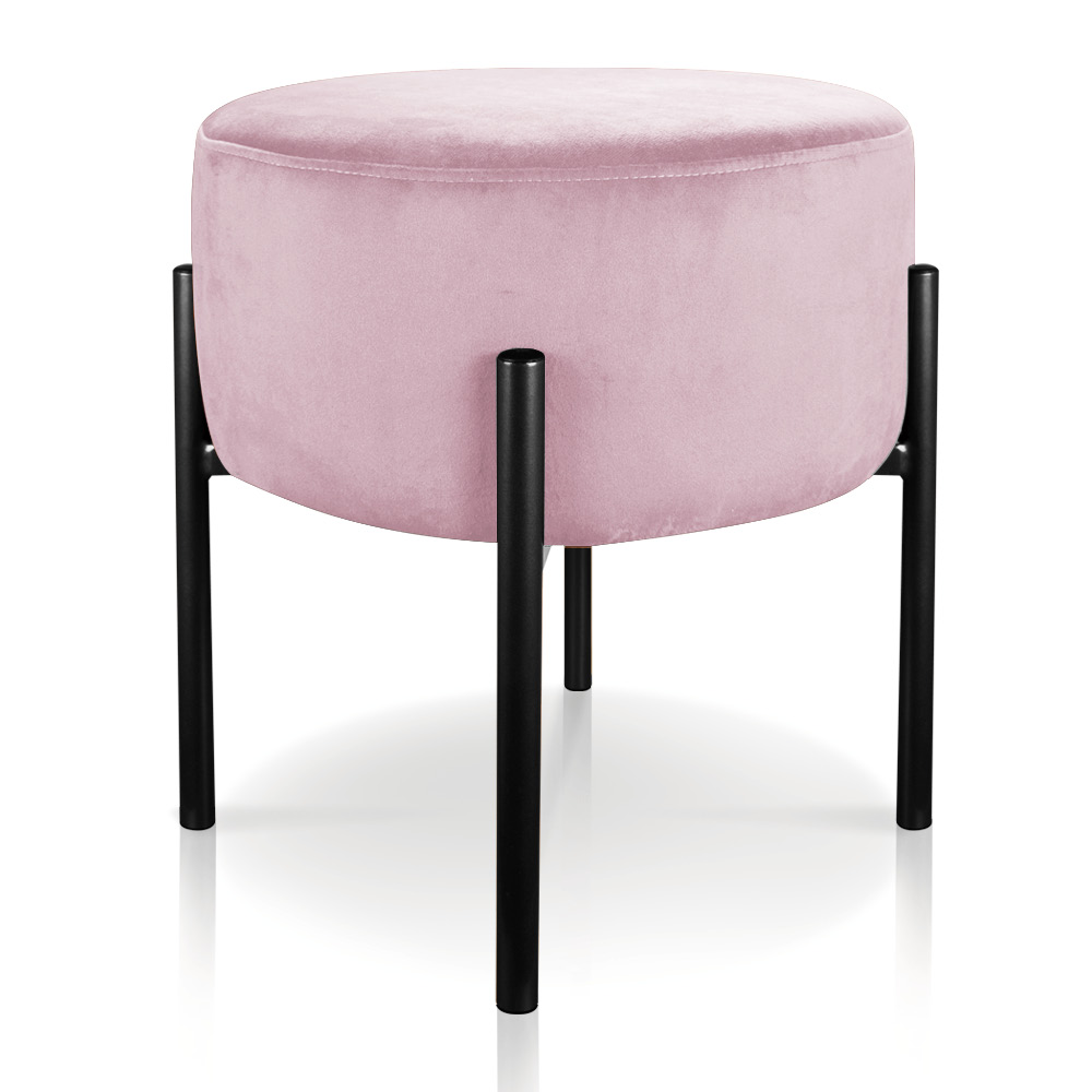 Puff Iron Suede Rosa Bebê Base Preto Palito D'Rossi