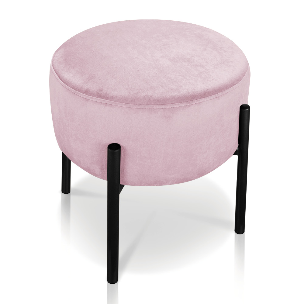 Puff Iron Suede Rosa Bebê Base Preto Palito D'Rossi