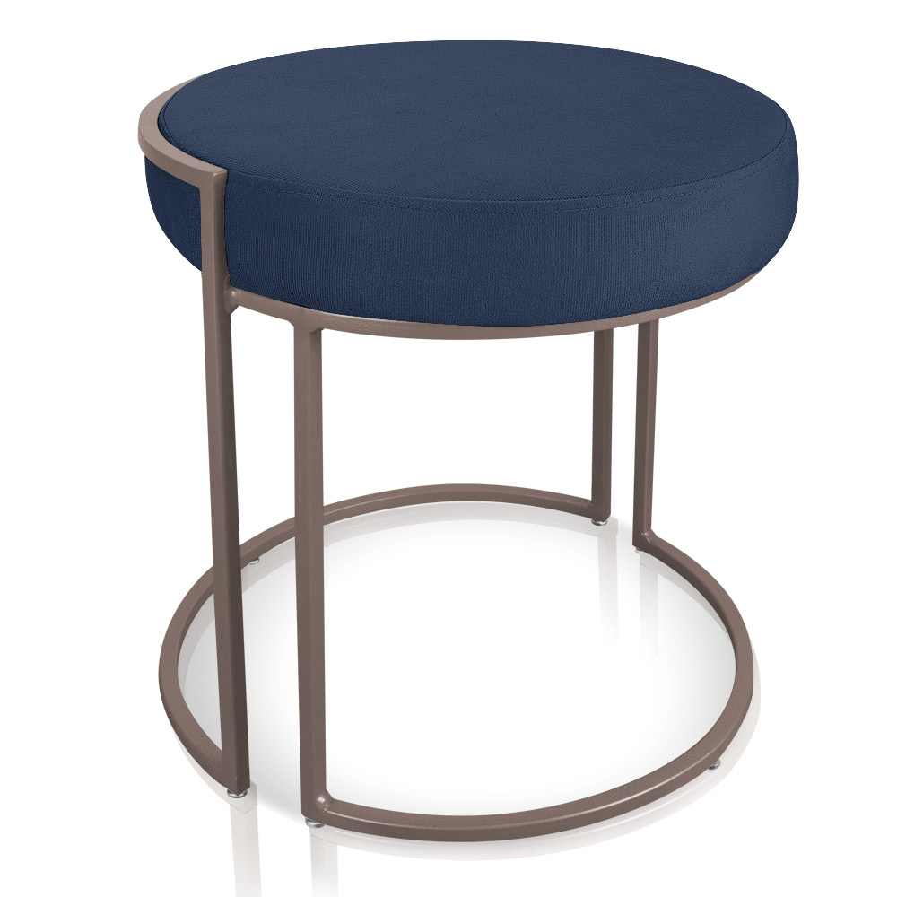 Puff Love Suede Azul Marinho Base Industrial Cobre - D'Rossi