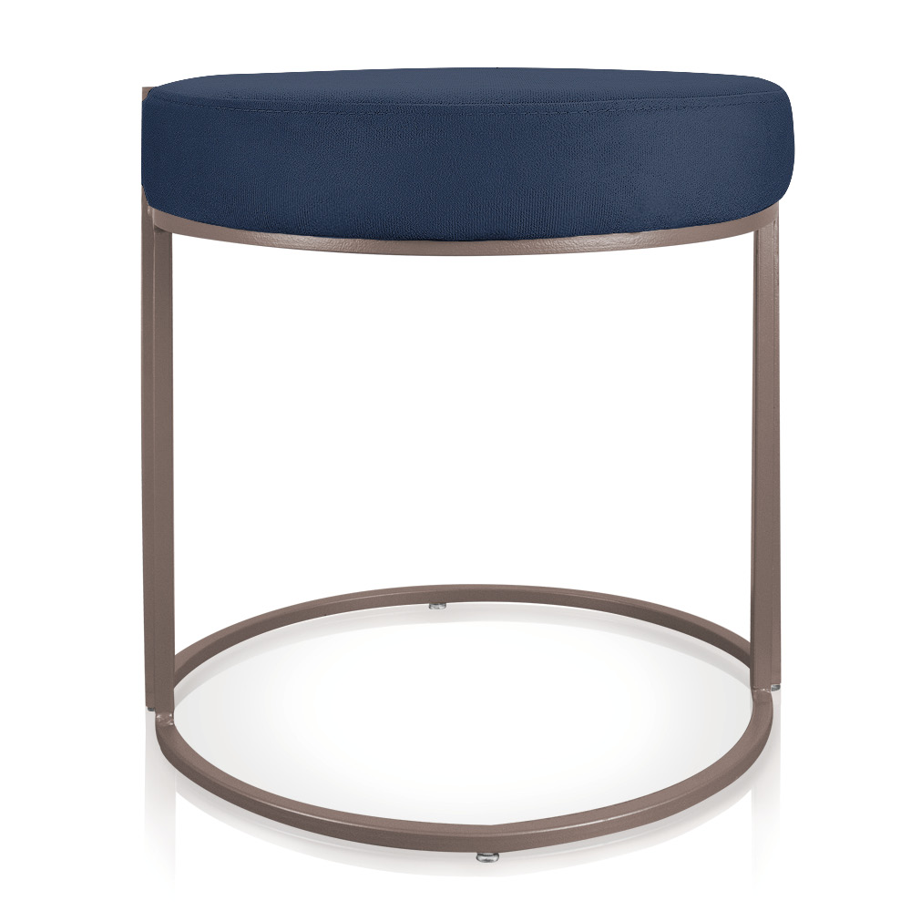 Puff Love Suede Azul Marinho Base Industrial Cobre - D'Rossi