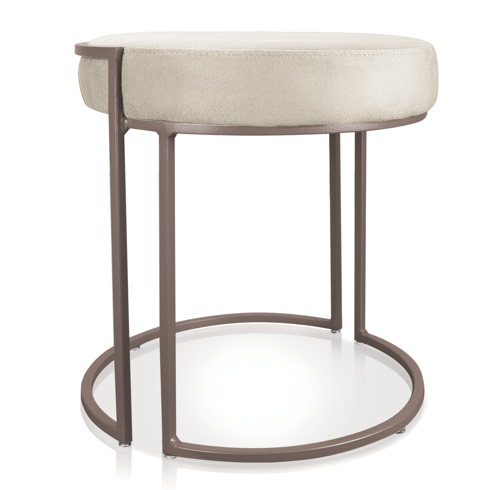 Puff Love Suede Bege Base Industrial Cobre - D'Rossi