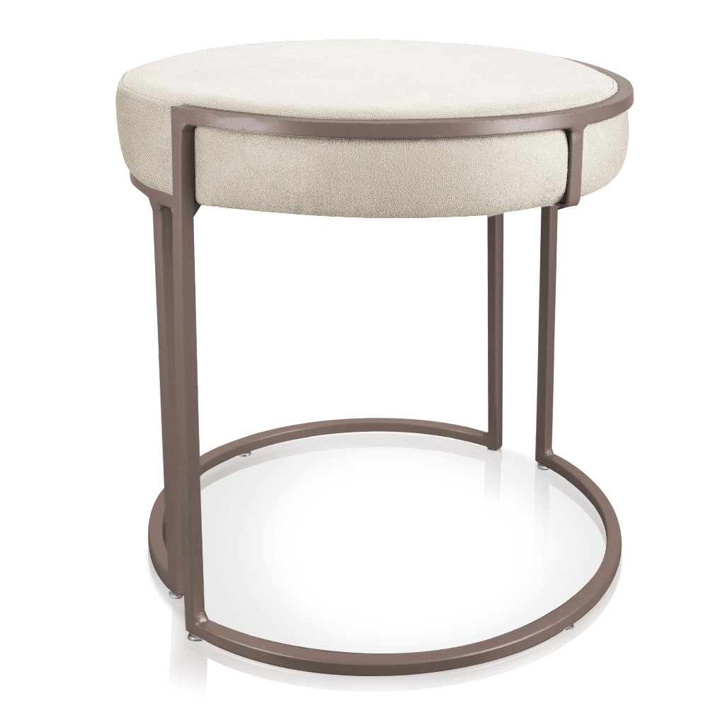 Puff Love Suede Bege Base Industrial Cobre - D'Rossi