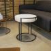 Puff Love Suede Bege Base Industrial Preto - D'Rossi