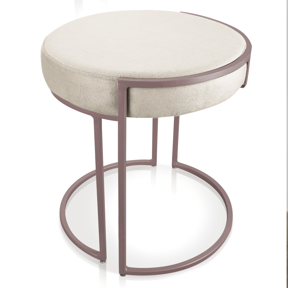 Puff Love Suede Bege Base Industrial Rosê - D'Rossi
