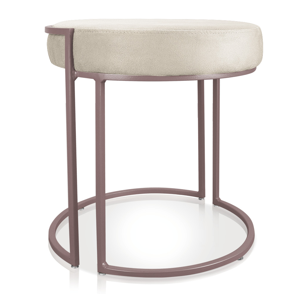 Puff Love Suede Bege Base Industrial Rosê - D'Rossi