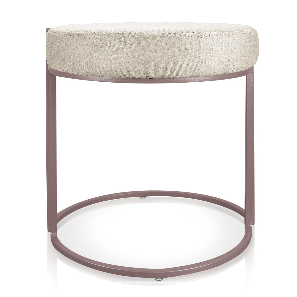 Puff Love Suede Bege Base Industrial Rosê - D'Rossi