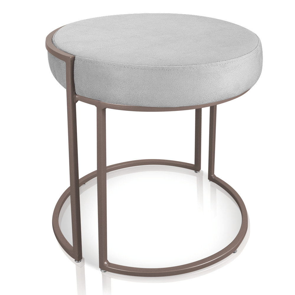 Puff Love Suede Cinza Base Industrial Cobre - D'Rossi