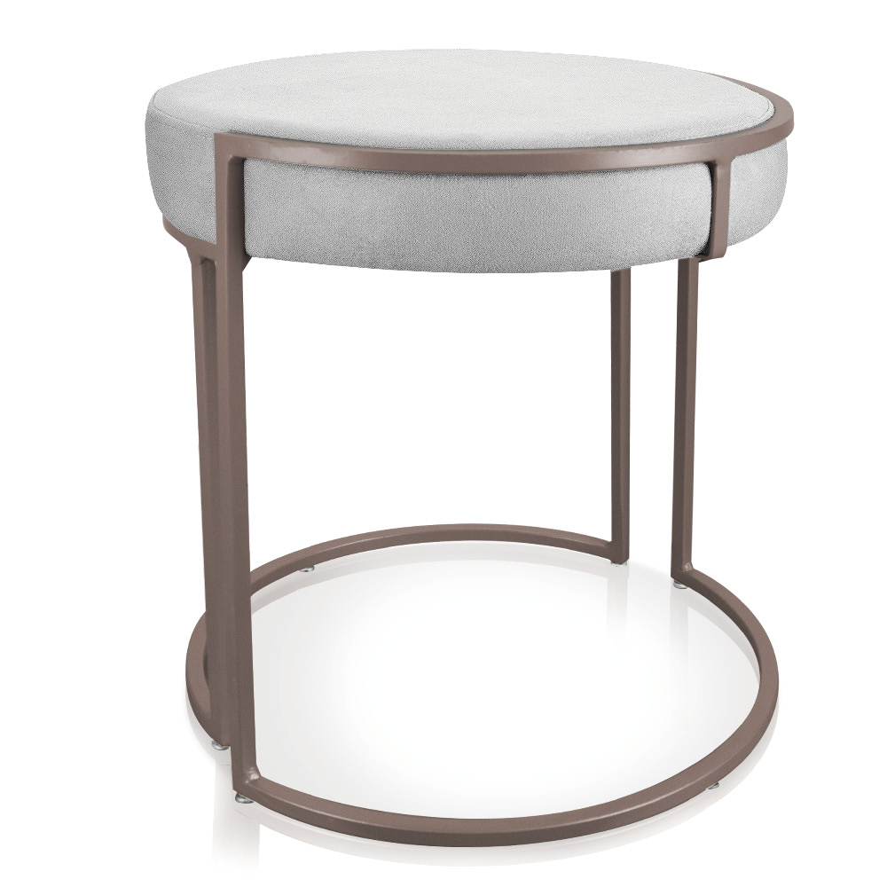 Puff Love Suede Cinza Base Industrial Cobre - D'Rossi