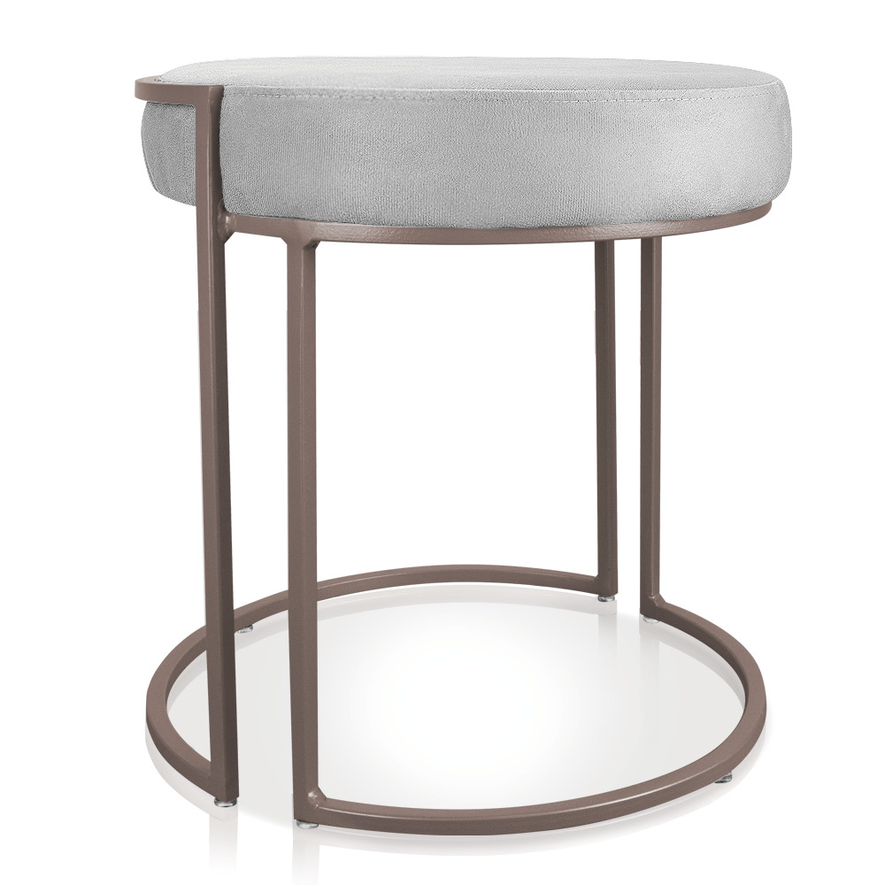 Puff Love Suede Cinza Base Industrial Cobre - D'Rossi