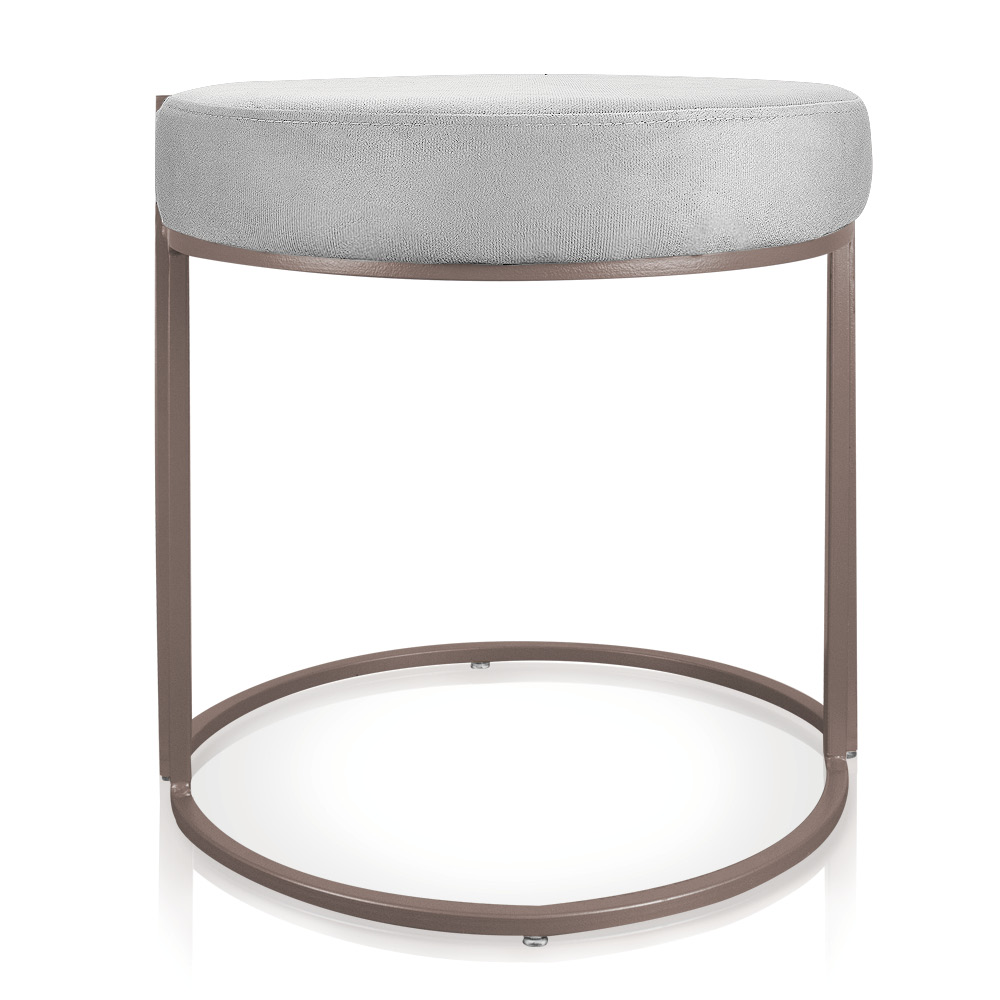 Puff Love Suede Cinza Base Industrial Cobre - D'Rossi