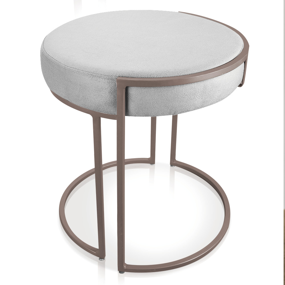 Puff Love Suede Cinza Base Industrial Cobre - D'Rossi