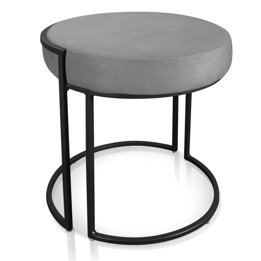 Puff Love Suede Grafite Base Industrial Preto - D'Rossi