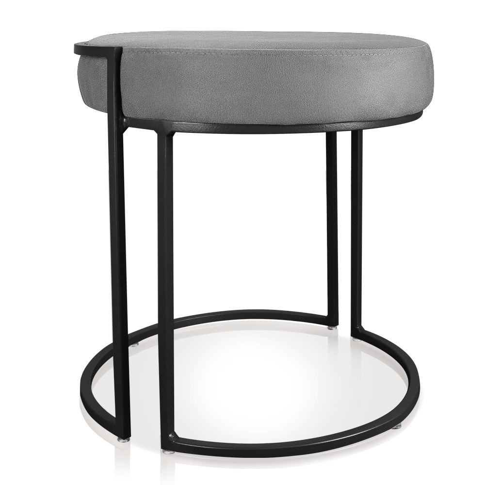 Puff Love Suede Grafite Base Industrial Preto - D'Rossi