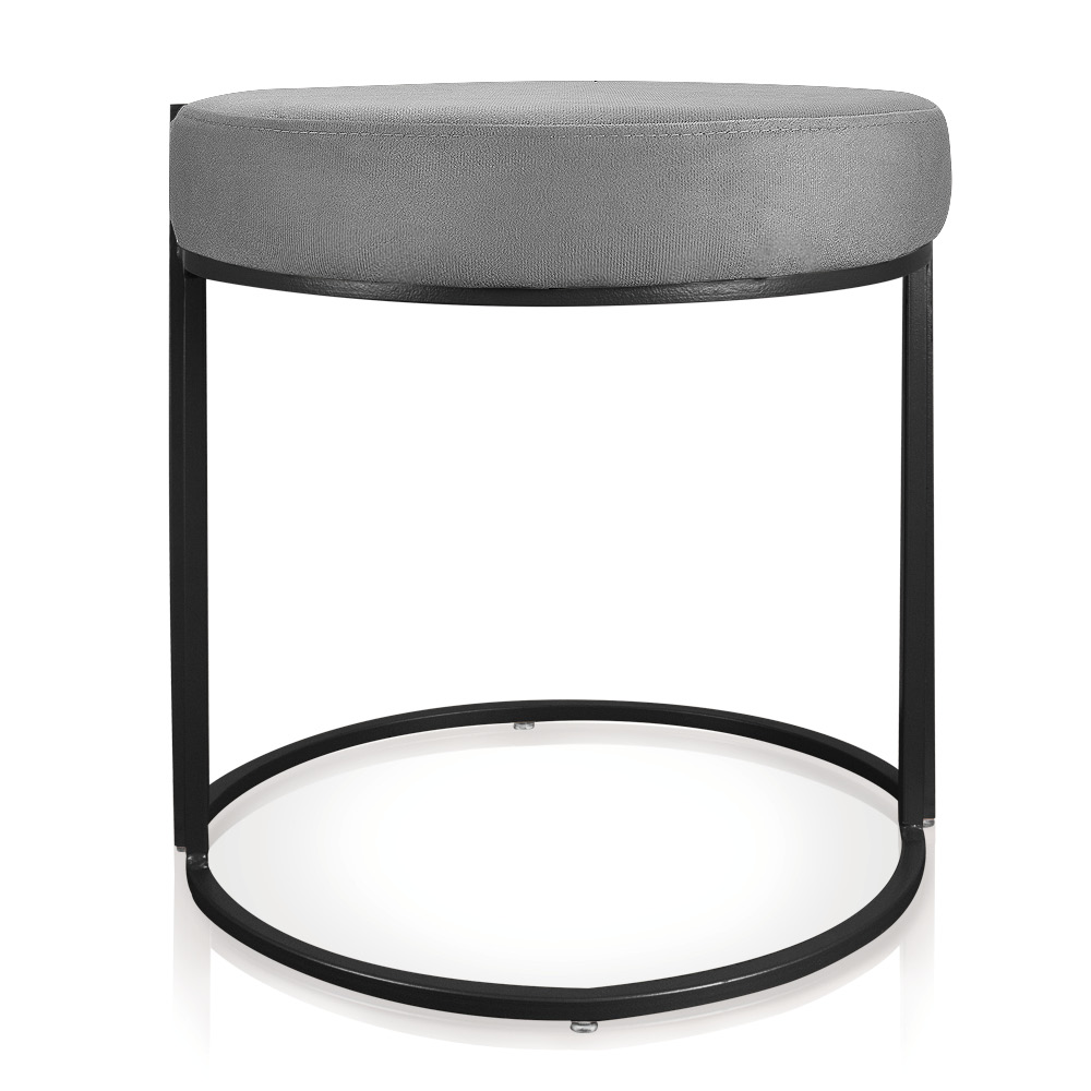 Puff Love Suede Grafite Base Industrial Preto - D'Rossi