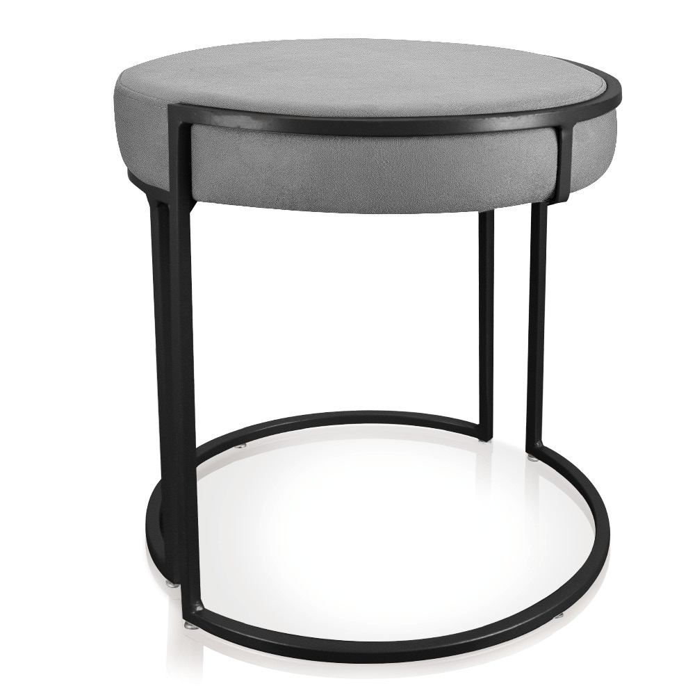 Puff Love Suede Grafite Base Industrial Preto - D'Rossi