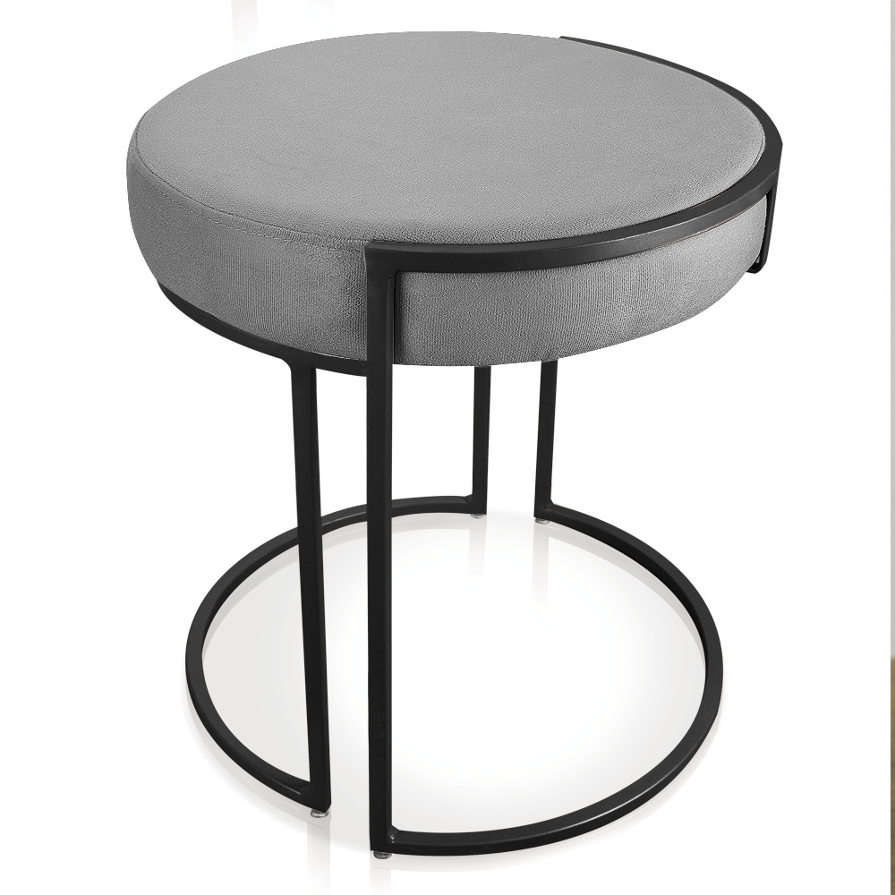 Puff Love Suede Grafite Base Industrial Preto - D'Rossi