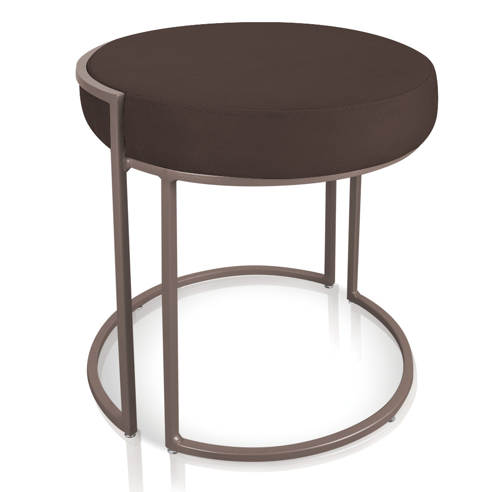 Puff Love Suede Marrom Base Industrial Cobre - D'Rossi