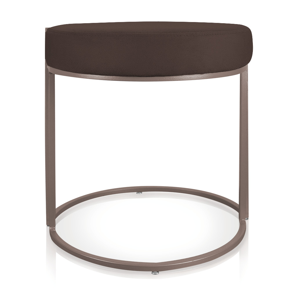 Puff Love Suede Marrom Base Industrial Cobre - D'Rossi