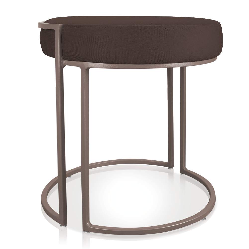 Puff Love Suede Marrom Base Industrial Cobre - D'Rossi