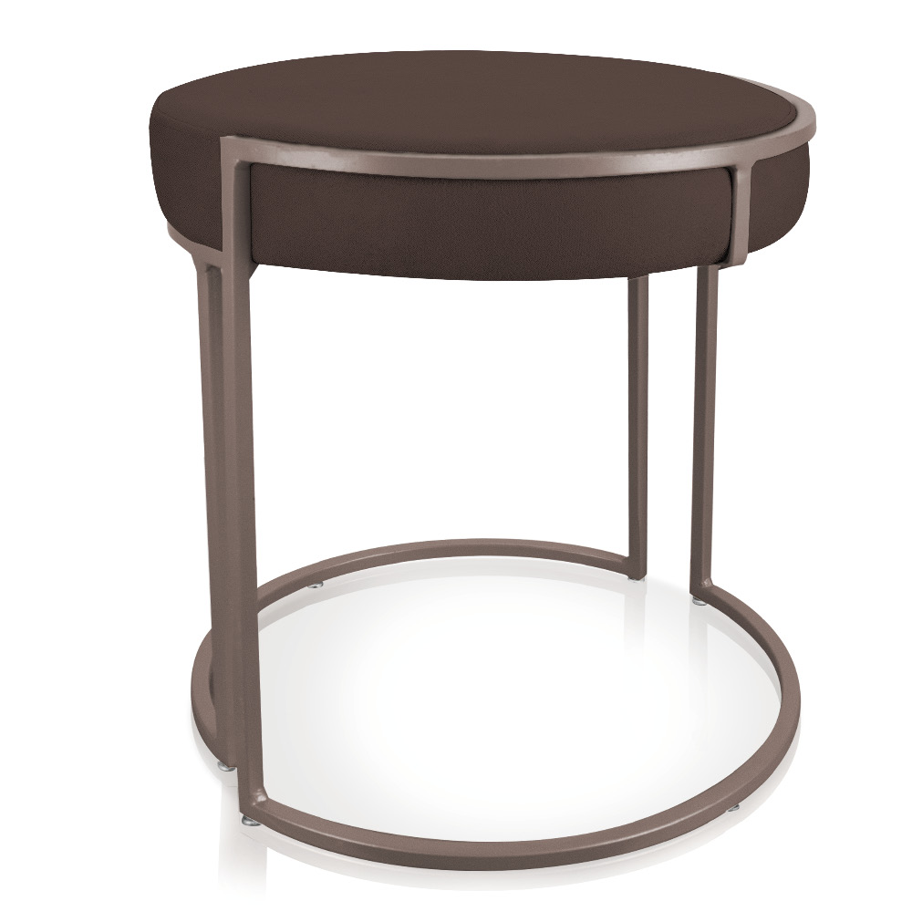 Puff Love Suede Marrom Base Industrial Cobre - D'Rossi