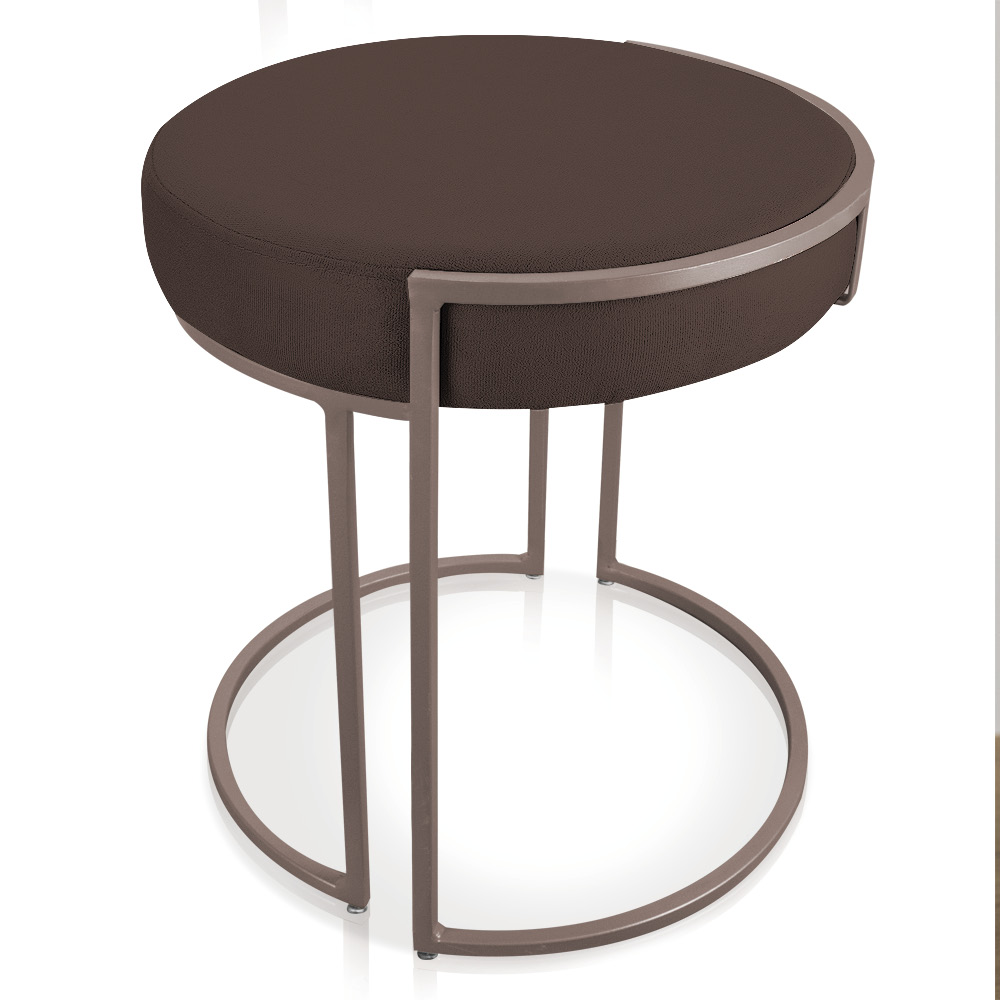 Puff Love Suede Marrom Base Industrial Cobre - D'Rossi
