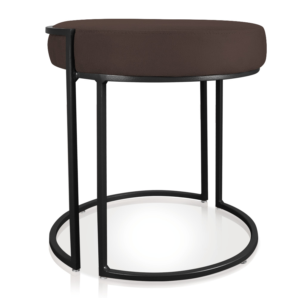 Puff Love Suede Marrom Base Industrial Preto - D'Rossi