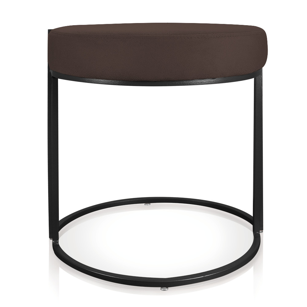 Puff Love Suede Marrom Base Industrial Preto - D'Rossi