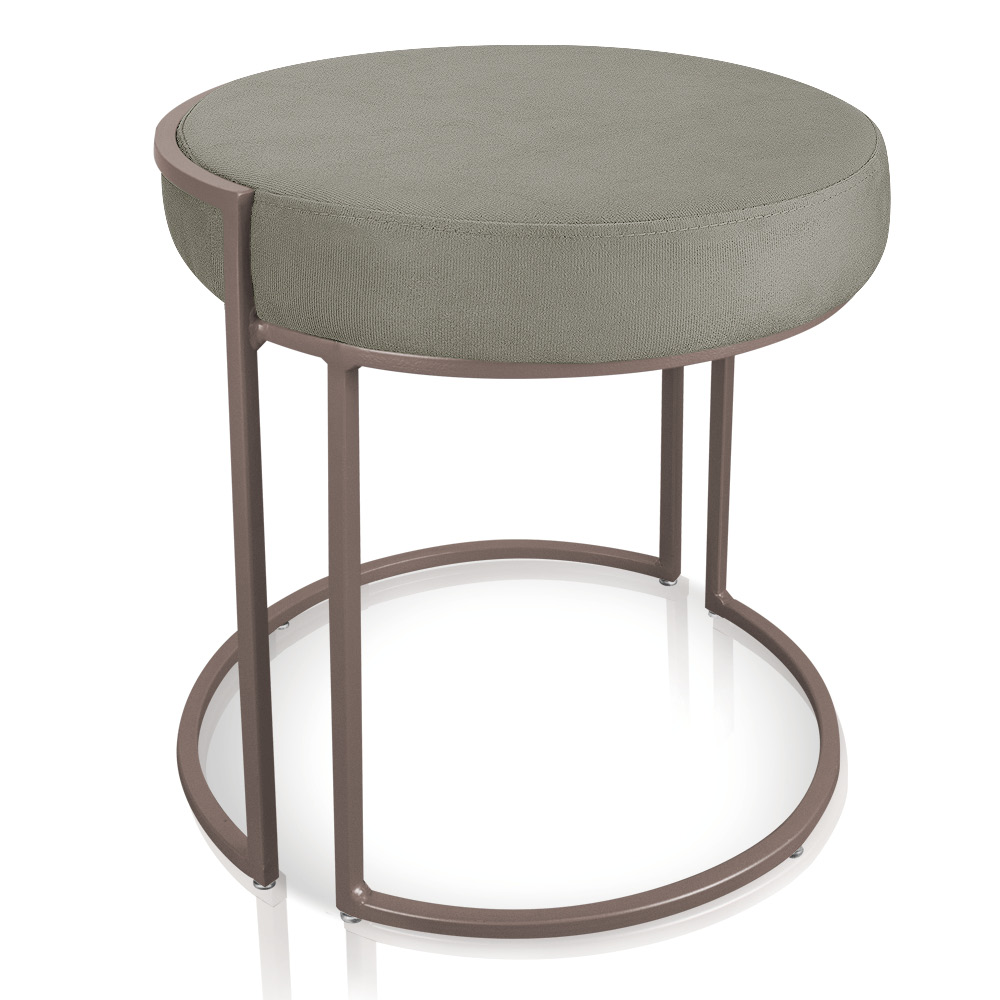 Puff Love Suede Marrom Rato Base Industrial Cobre - D'Rossi