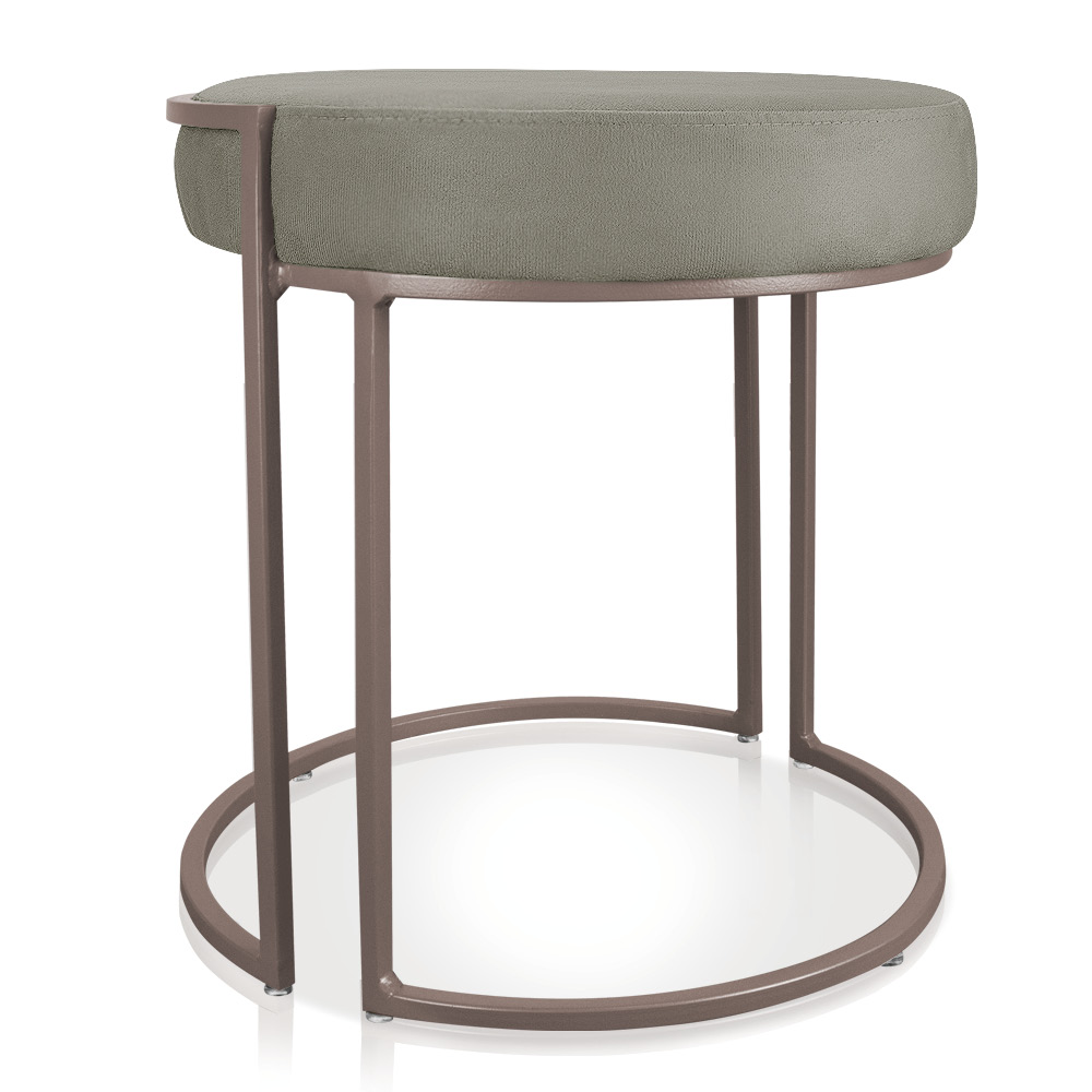 Puff Love Suede Marrom Rato Base Industrial Cobre - D'Rossi