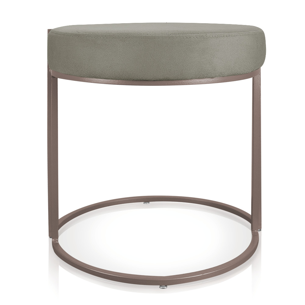 Puff Love Suede Marrom Rato Base Industrial Cobre - D'Rossi
