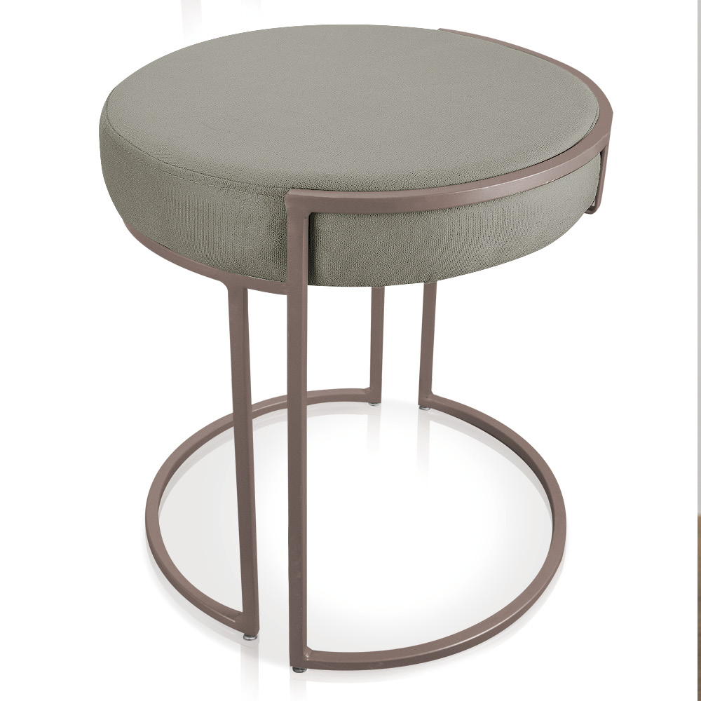 Puff Love Suede Marrom Rato Base Industrial Cobre - D'Rossi