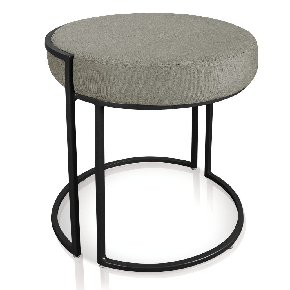 Puff Love Suede Marrom Rato Base Industrial Preto - D'Rossi
