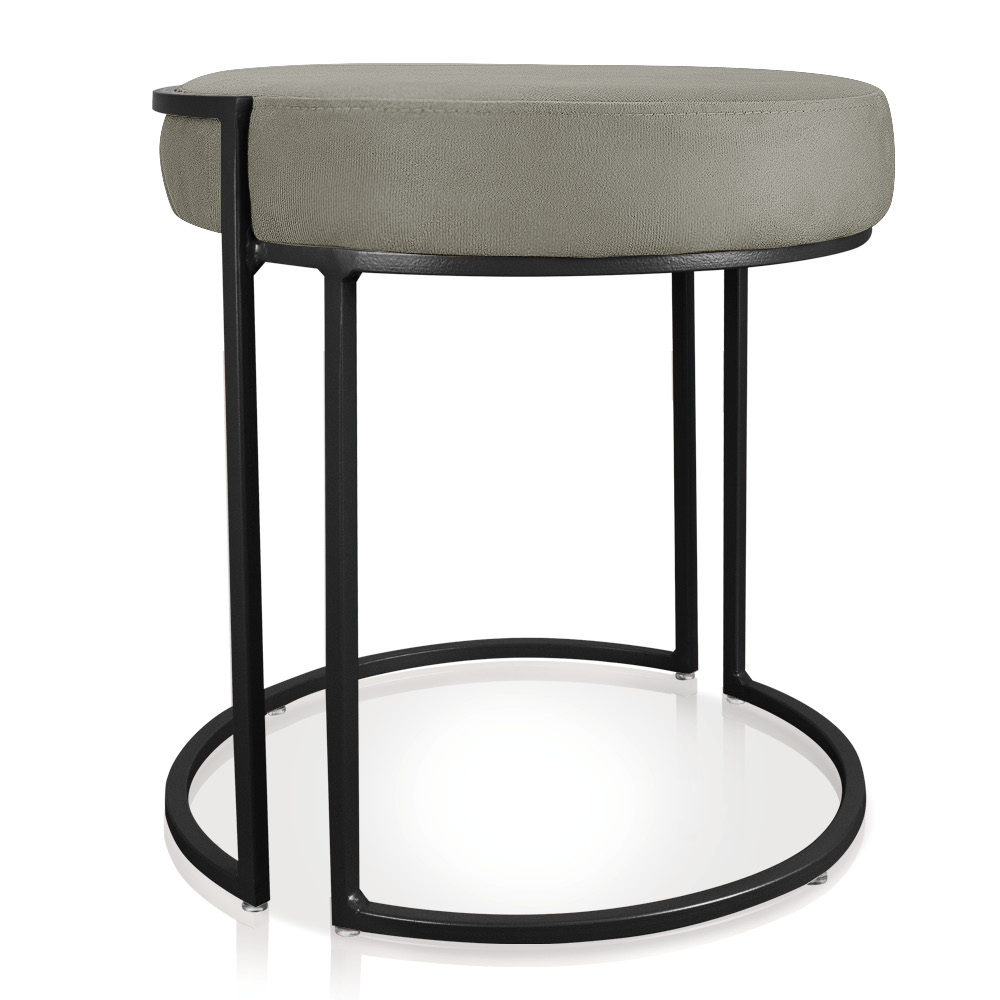 Puff Love Suede Marrom Rato Base Industrial Preto - D'Rossi