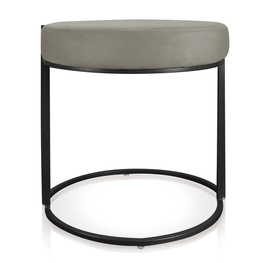 Puff Love Suede Marrom Rato Base Industrial Preto - D'Rossi