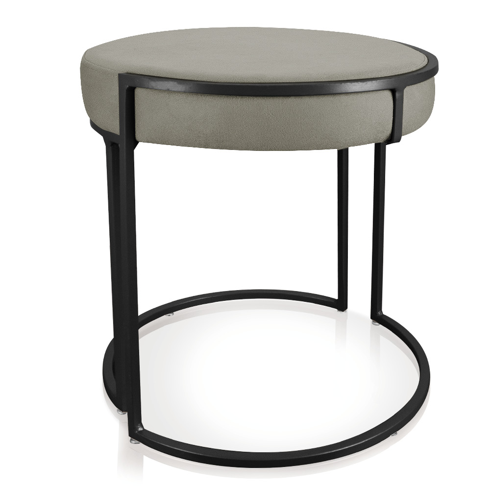 Puff Love Suede Marrom Rato Base Industrial Preto - D'Rossi
