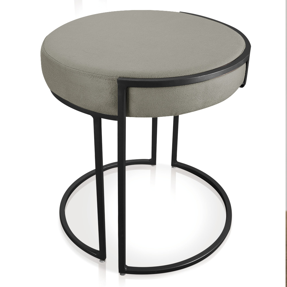 Puff Love Suede Marrom Rato Base Industrial Preto - D'Rossi