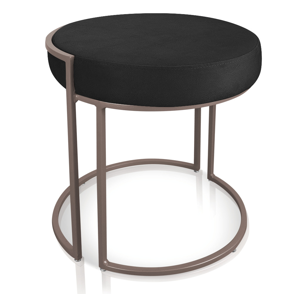 Puff Love Suede Preto Base Industrial Cobre - D'Rossi