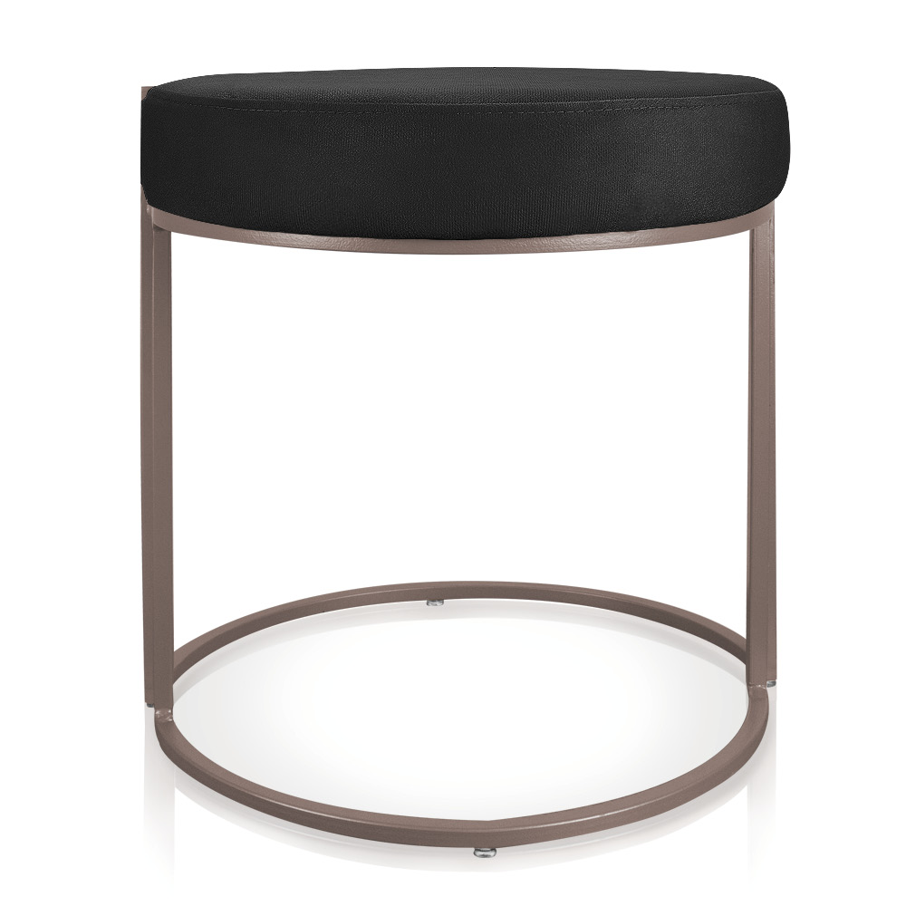 Puff Love Suede Preto Base Industrial Cobre - D'Rossi