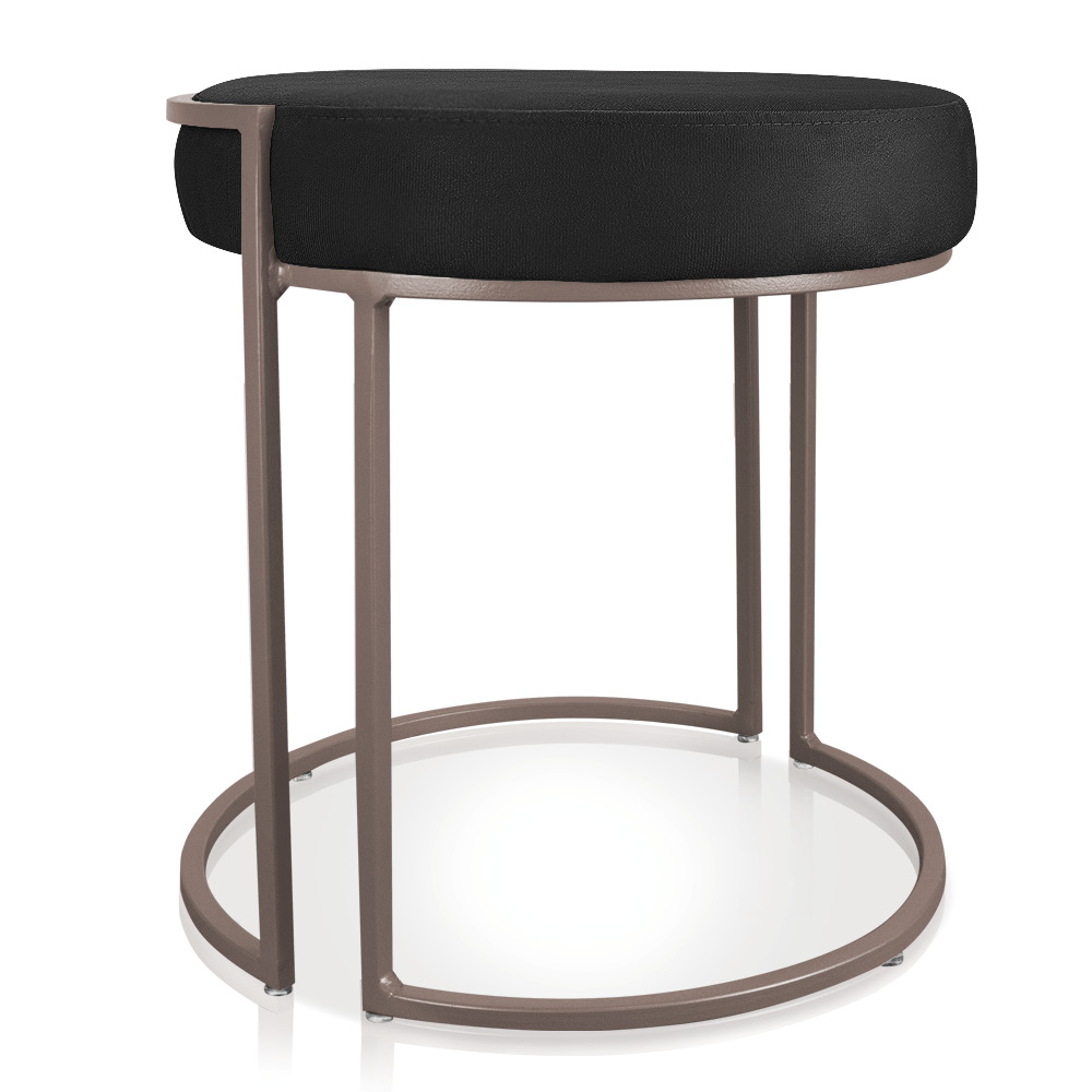 Puff Love Suede Preto Base Industrial Cobre - D'Rossi