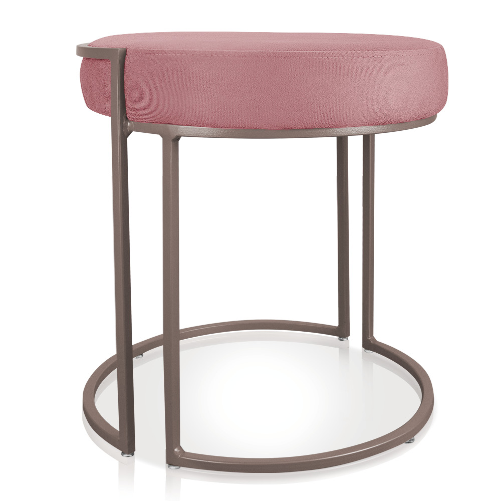 Puff Love Suede Rosê Base Industrial Cobre - D'Rossi