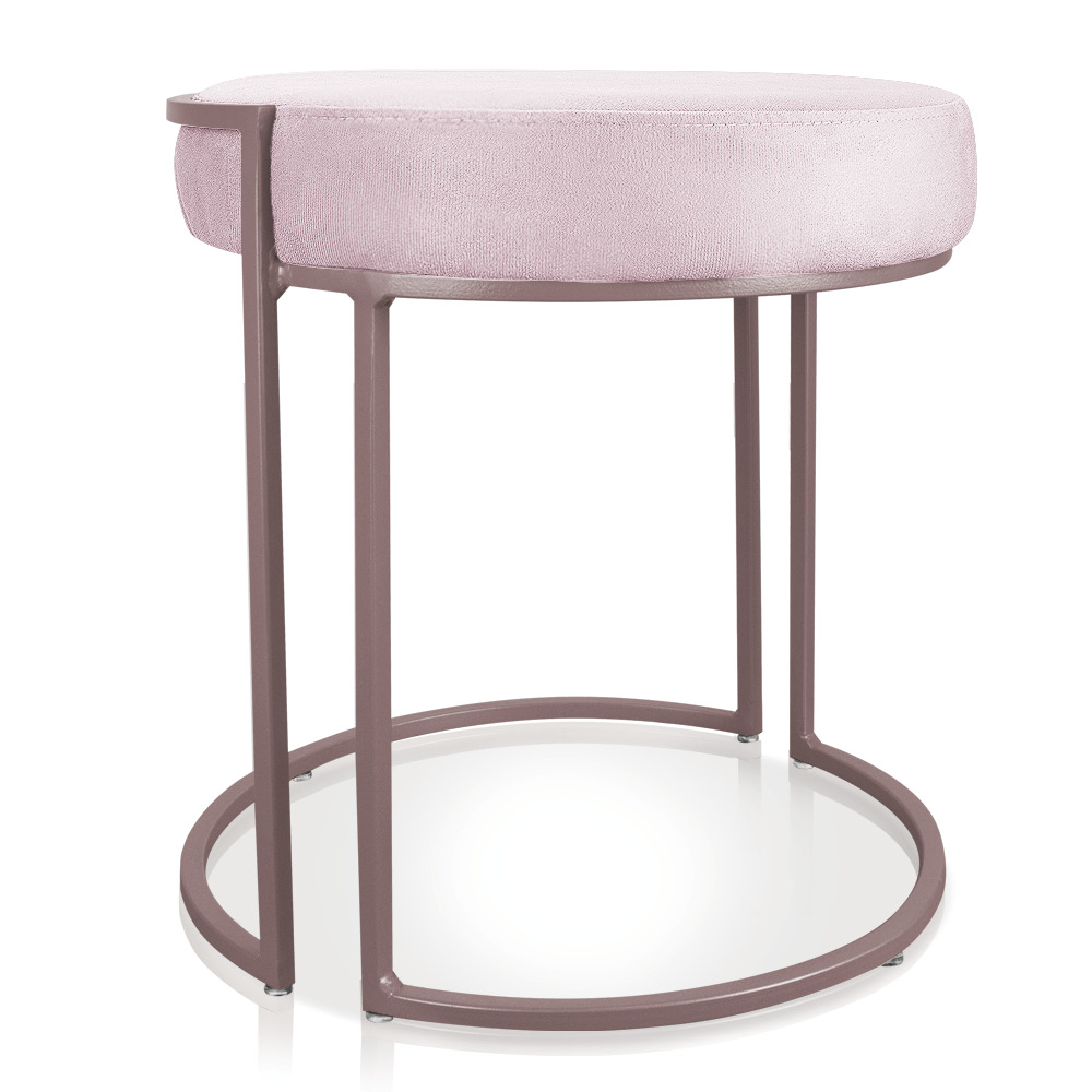 Puff Love Suede Rosa Bebê Base Industrial Rosê - D'Rossi