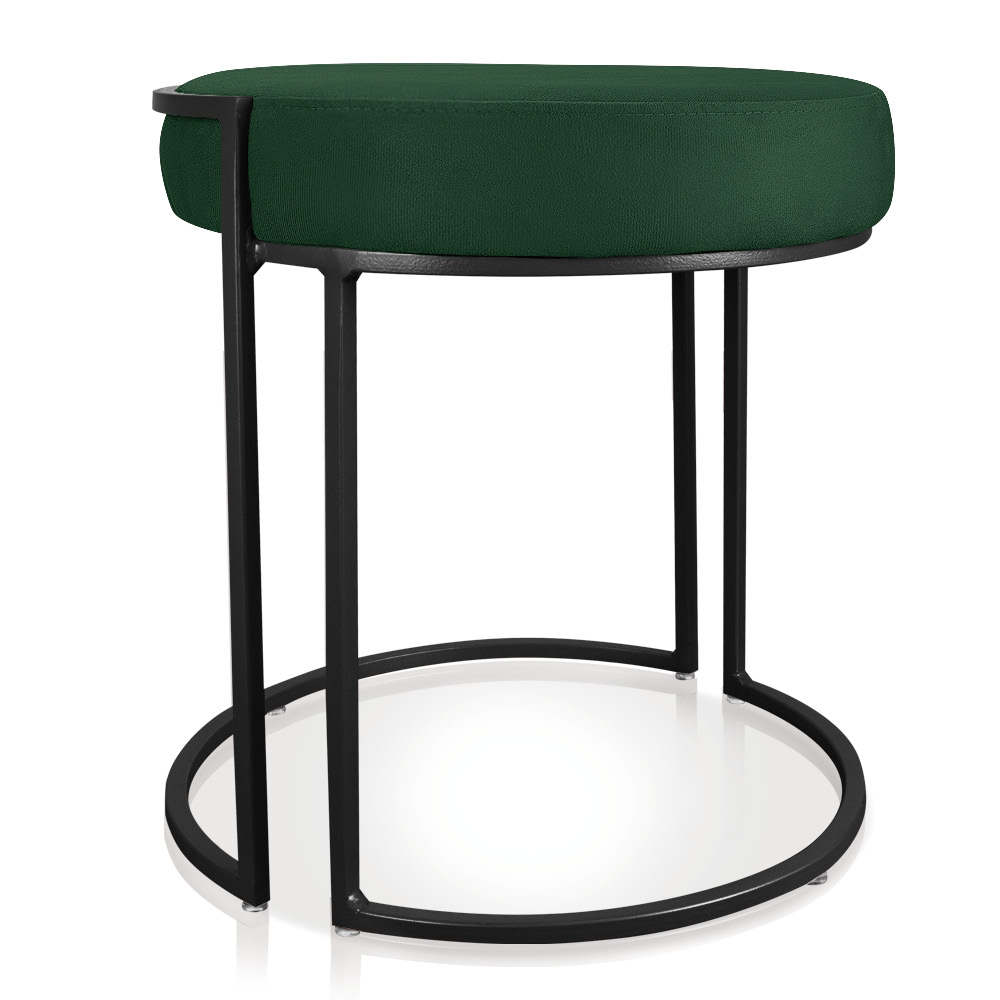 Puff Love Suede Verde Base Industrial Preto - D'Rossi