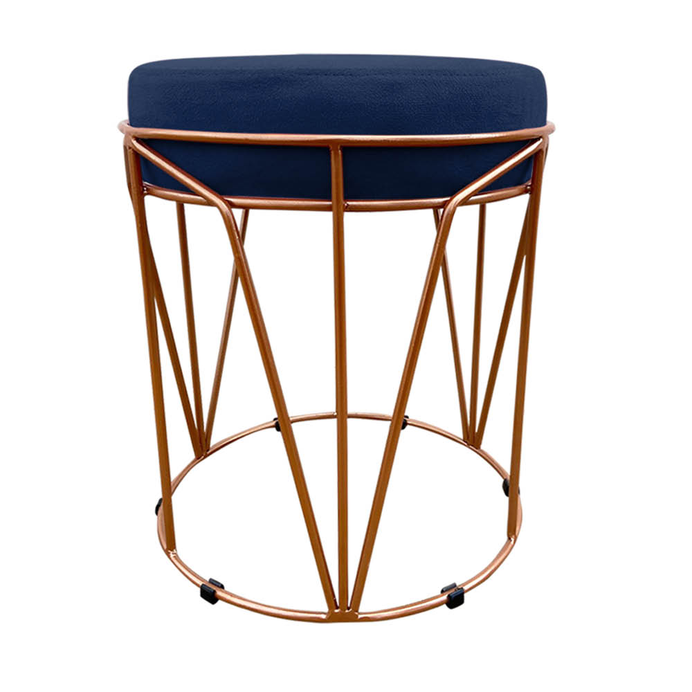 Puff Multiuso com Mesa Babu 2 em 1 Suede Azul Marinho Base Cobre - D'Rossi