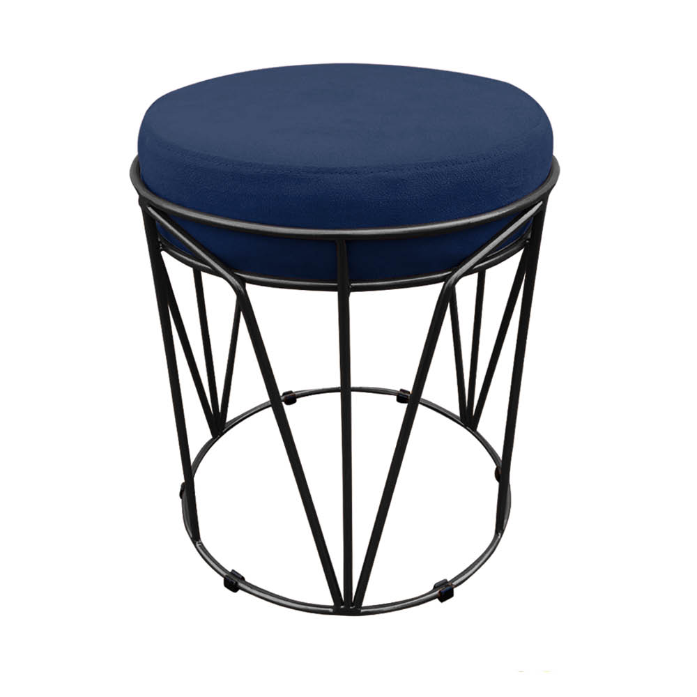 Puff Multiuso com Mesa Babu 2 em 1 Suede Azul Marinho Base Preto - D'Rossi