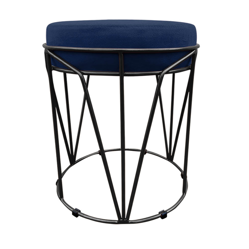 Puff Multiuso com Mesa Babu 2 em 1 Suede Azul Marinho Base Preto - D'Rossi