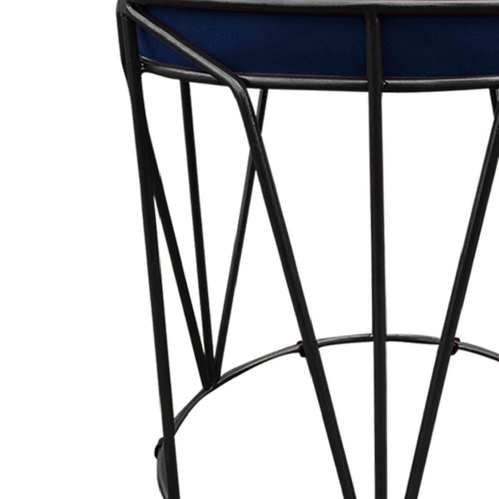 Puff Multiuso com Mesa Babu 2 em 1 Suede Azul Marinho Base Preto - D'Rossi